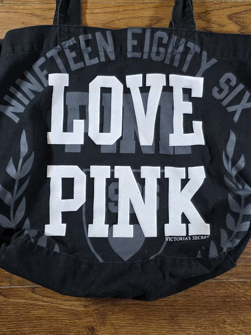 Victoria's Secret LOVE PINK Black Canvas Tote Y2k 2000s